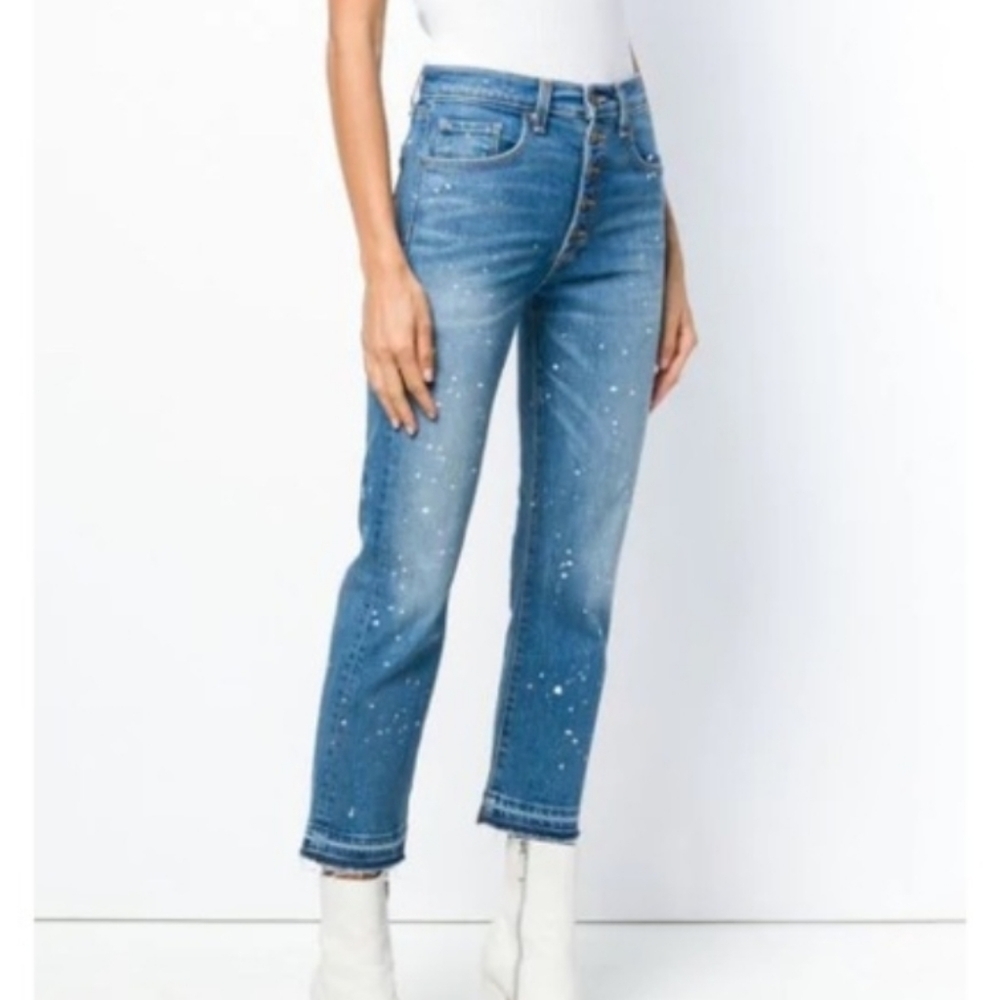 NWT Veronica Beard Ines Girlfriend Paint Splatter crop Sz 26 - Picture 10 of 10